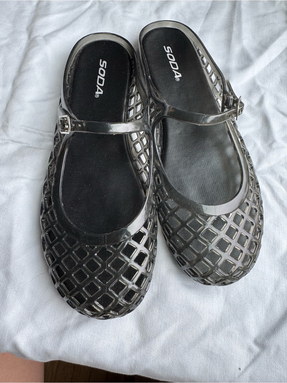 SODA Black Jelly Mary Jane Slide Sandals Flats (Size 8) - Picture 2 of 9